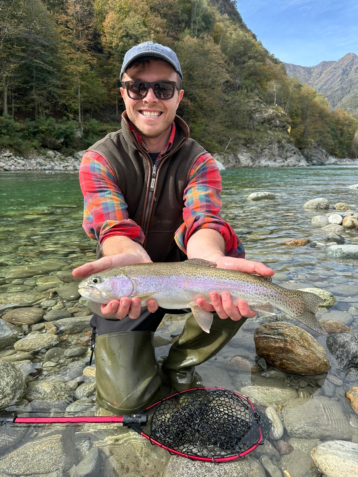 customer fishing in the Sesia River